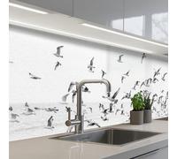 KitchenYeah© Splashback for kitchen 32"x118" / 80x300 cm self-adhesive Wall Protector Decor Panels Cooker Backsplash Sea - Birds - Nature - Seagulls