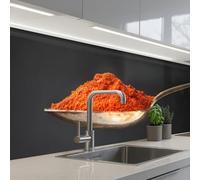 KitchenYeah© Splashback for kitchen 32"x118" / 80x300 cm self-adhesive Wall Protector Splash Back Cooker Backsplash Herbs - Spoon - Spices - Black - Italian