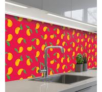 KitchenYeah© Splashback for kitchen 32"x118" / 80x300 cm self-adhesive Wall Protector Splash Back Cooker Backsplash Pink - Mango - Blue - Stripes