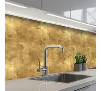 KitchenYeah© Splashback for kitchen 32"x118" / 80x300 cm self-adhesive Wall Protector Splash Back Cooker Backsplash Industrial - Texture - Gold