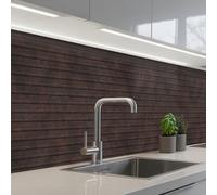 KitchenYeah© Splashback for kitchen 32"x158" / 80x400 cm self-adhesive Back Splashes Kitchens Splash Guard Decor Dark brown - Rust - Stripes - Patterned