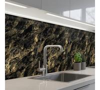 KitchenYeah© Splashback for kitchen 32"x158" / 80x400 cm self-adhesive Back Splashes Kitchens Splash Guard Decor Marble - Black - Gold