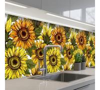 KitchenYeah© Splashback for kitchen 32"x158" / 80x400 cm self adhesive Sink Splash Splatter Guard Backsplash Decor Sunflower - Vintage - Design