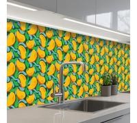KitchenYeah© Splashback for kitchen 32"x158" / 80x400 cm self-adhesive Sink Splash Splatter Guard Splashbacks Walls Mango - Pattern - Fruit - Leaves