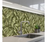 KitchenYeah© Splashback for kitchen 32"x158" / 80x400 cm self-adhesive Sink Splash Splatter Guard Splashbacks Walls Leaves - Modern - Green