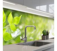 KitchenYeah© Splashback for kitchen 32"x158" / 80x400 cm self-adhesive Sink Splash Splatter Guard Splashbacks Walls Nature - Spring - Green - Leaves