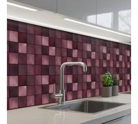 KitchenYeah© Splashback for kitchen 32"x158" / 80x400 cm self-adhesive Sink Splash Splatter Guard Splashbacks Walls Square - Tile - Pattern - Purple