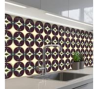 KitchenYeah© Splashback for kitchen 32"x158" / 80x400 cm self-adhesive Sink Splash Splatter Guard Splashbacks Walls Circle - Retro - Colorful