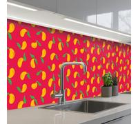 KitchenYeah© Splashback for kitchen 32"x158" / 80x400 cm self-adhesive Wall Protector Splash Back Cooker Backsplash Pink - Mango - Blue - Stripes