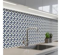 KitchenYeah© Splashback for kitchen 32"x158" / 80x400 cm self-adhesive Wall Protector Splash Back Cooker Backsplash Japan - Patterns - Blue