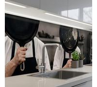 KitchenYeah© Splashback for kitchen 32"x158" / 80x400 cm self-adhesive Wall Protector Splash Back Cooker Backsplash Cooks - Frying pans