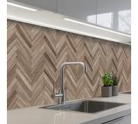 KitchenYeah© Splashback for kitchen 32"x197" / 80x500 cm self-adhesive Back Splashes Kitchens Splash Guard Decor Patterns - Wood - Brown