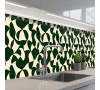KitchenYeah© Splashback for kitchen 32"x197" / 80x500 cm self-adhesive Back Splashes Kitchens Splash Guard Decor Green - Organic planes - Cream