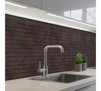 KitchenYeah© Splashback for kitchen 32"x197" / 80x500 cm self-adhesive Back Splashes Kitchens Splash Guard Decor Dark brown - Rust - Stripes - Patterned