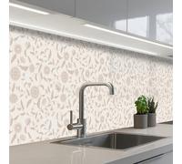 KitchenYeah© Splashback for kitchen 32"x197" / 80x500 cm self-adhesive Back Splashes Kitchens Splash Guard Decor Ornate - Flowers - Beige