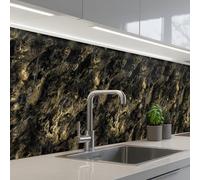 KitchenYeah© Splashback for kitchen 32"x197" / 80x500 cm self-adhesive Back Splashes Kitchens Splash Guard Decor Marble - Black - Gold