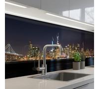KitchenYeah© Splashback for kitchen 32"x197" / 80x500 cm self adhesive Sink Splash Splatter Guard Backsplash Decor Lighting - Sky - Skyscrapers - Skyline