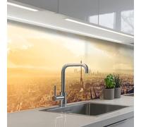 KitchenYeah© Splashback for kitchen 32"x197" / 80x500 cm self-adhesive Sink Splash Splatter Guard Splashbacks Walls Paris - Skyline - Sunset - Cities