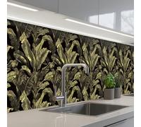 KitchenYeah© Splashback for kitchen 32"x197" / 80x500 cm self-adhesive Sink Splash Splatter Guard Splashbacks Walls Botanical - Leaves - Green