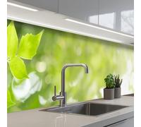 KitchenYeah© Splashback for kitchen 32"x197" / 80x500 cm self-adhesive Sink Splash Splatter Guard Splashbacks Walls Nature - Spring - Green - Leaves