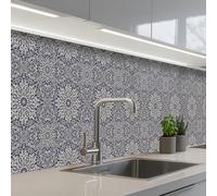 KitchenYeah© Splashback for kitchen 32"x197" / 80x500 cm self-adhesive Sink Splash Splatter Guard Splashbacks Walls Mandala - Flowers - Vintage - Patterns