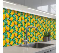 KitchenYeah© Splashback for kitchen 32"x197" / 80x500 cm self-adhesive Sink Splash Splatter Guard Splashbacks Walls Mango - Pattern - Fruit - Leaves