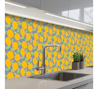 KitchenYeah© Splashback for kitchen 32"x197" / 80x500 cm self-adhesive Sink Splash Splatter Guard Splashbacks Walls Oranges - Leaves - Colorful