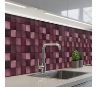 KitchenYeah© Splashback for kitchen 32"x197" / 80x500 cm self-adhesive Sink Splash Splatter Guard Splashbacks Walls Square - Tile - Pattern - Purple