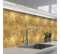 KitchenYeah© Splashback for kitchen 32"x197" / 80x500 cm self-adhesive Wall Protector Splash Back Cooker Backsplash Industrial - Texture - Gold