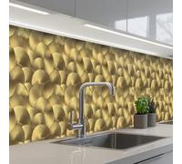 KitchenYeah© Splashback for kitchen 32"x197" / 80x500 cm self-adhesive Wall Protector Splash Back Cooker Backsplash Modern - Circle - Gold