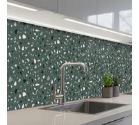 KitchenYeah© Splashback for kitchen 32"x197" / 80x500 cm self-adhesive Wall Protector Splash Back Cooker Backsplash Terrazzo - Pattern - Colorful - Green