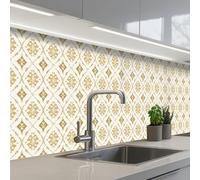 KitchenYeah© Splashback for kitchen 32"x197" / 80x500 cm self-adhesive Wall Protector Splash Back Cooker Backsplash Ornament - Classic - Gold