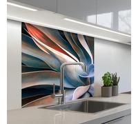 KitchenYeah© Splashback for kitchen 32"x32" / 80x80 cm self-adhesive Back Splashes Kitchens Splash Guard Decor Leaves - Nature - Still life - Blue