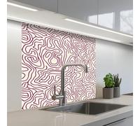 KitchenYeah© Splashback for kitchen 32"x32" / 80x80 cm self-adhesive Back Splashes Kitchens Splash Guard Decor Winding line - Magenta - Cream
