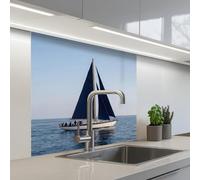 KitchenYeah© Splashback for kitchen 32"x32" / 80x80 cm self-adhesive Back Splashes Kitchens Splash Guard Decor Sailboat - Sea - Blue