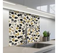 KitchenYeah© Splashback for kitchen 32"x32" / 80x80 cm self-adhesive Back Splashes Kitchens Splash Guard Decor Botanical - Gold - Black