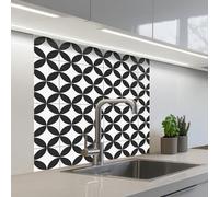 KitchenYeah© Splashback for kitchen 32"x32" / 80x80 cm self-adhesive Back Splashes Kitchens Splash Guard Decor Circle - Pattern - Black - White