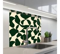 KitchenYeah© Splashback for kitchen 32"x32" / 80x80 cm self-adhesive Back Splashes Kitchens Splash Guard Decor Green - Organic planes - Cream