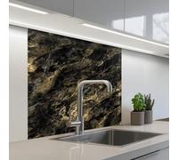 KitchenYeah© Splashback for kitchen 32"x32" / 80x80 cm self-adhesive Back Splashes Kitchens Splash Guard Decor Marble - Black - Gold