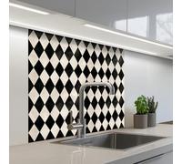 KitchenYeah© Splashback for kitchen 32"x32" / 80x80 cm self-adhesive Back Splashes Kitchens Splash Guard Decor Classic - Pattern - Black