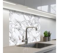 KitchenYeah© Splashback for kitchen 32"x32" / 80x80 cm self adhesive Sink Splash Splatter Guard Backsplash Decor Marble - Layered - Breaking - Grey texture