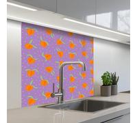 KitchenYeah© Splashback for kitchen 32"x32" / 80x80 cm self adhesive Sink Splash Splatter Guard Backsplash Decor Purple - Orange - Peach
