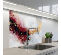 KitchenYeah© Splashback for kitchen 32"x32" / 80x80 cm self adhesive Sink Splash Splatter Guard Backsplash Decor Art - Gold - Red - Luxury