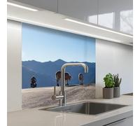 KitchenYeah© Splashback for kitchen 32"x32" / 80x80 cm self adhesive Sink Splash Splatter Guard Backsplash Decor Scottish highlander - Light - Mountain - Nature