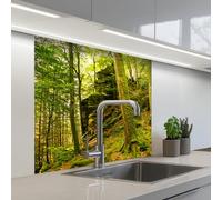 KitchenYeah© Splashback for kitchen 32"x32" / 80x80 cm self adhesive Sink Splash Splatter Guard Backsplash Decor Trees - Stone - Forest - Nature - Plants