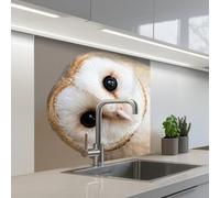 KitchenYeah© Splashback for kitchen 32"x32" / 80x80 cm self-adhesive Sink Splash Splatter Guard Splashbacks Walls Owl - Brown - White