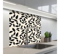 KitchenYeah© Splashback for kitchen 32"x32" / 80x80 cm self-adhesive Sink Splash Splatter Guard Splashbacks Walls Elegant - Pattern - Black - Beige