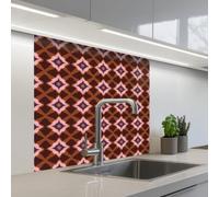 KitchenYeah© Splashback for kitchen 32"x32" / 80x80 cm self-adhesive Sink Splash Splatter Guard Splashbacks Walls Geometric - Ornate - Brown