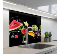 KitchenYeah© Splashback for kitchen 32"x32" / 80x80 cm self-adhesive Sink Splash Splatter Guard Splashbacks Walls Fruit - Black