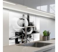 KitchenYeah© Splashback for kitchen 32"x32" / 80x80 cm self-adhesive Sink Splash Splatter Guard Splashbacks Walls Abstract - Art - Modern - Black and white